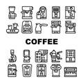 Coffee Machine Barista Equipment Icons Set Vector Royalty Free Stock Photo