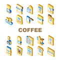 Coffee Machine Barista Equipment Icons Set Vector