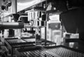 Coffee machine Cafe restaurant Black and white Royalty Free Stock Photo