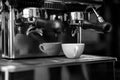 Coffee machine Cafe restaurant Black and white Royalty Free Stock Photo