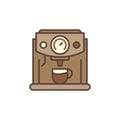Coffee Machine or Coffeemaker vector concept brown icon Royalty Free Stock Photo