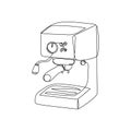 Coffee machine continuous line drawing. One line art of home appliance, kitchen, electrical, coffee maker, coffee