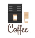 Coffee Machine and Cups Color Vector Illustration