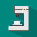 Coffee machine flat icon with long shadow Royalty Free Stock Photo