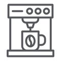 Coffee machine line icon, coffee and appliance, coffee maker sign, vector graphics, a linear pattern on a white