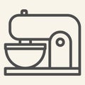 Coffee machine line icon. Mixer with cup symbol, outline style pictogram on beige background. Kitchen mixer sign for Royalty Free Stock Photo