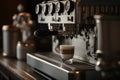 coffee machine makes hot drink in cup Generative AI