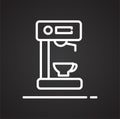 Coffee machine outline icon on black background for graphic and web design, Modern simple vector sign. Internet concept. Trendy Royalty Free Stock Photo