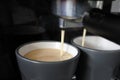 Close up of coffee machine pouring Espresso