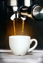 Coffee machine pouring espresso coffee Royalty Free Stock Photo