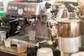 Coffee machine ready to make good a cup of espresso in cafe. coffee machine making a cup of coffee in restaurant. Royalty Free Stock Photo