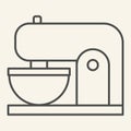 Coffee machine thin line icon. Mixer with cup symbol, outline style pictogram on beige background. Kitchen mixer sign Royalty Free Stock Photo