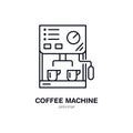 Coffee machine vector line icon. Barista equipment linear logo. Outline symbol for cafe, bar, shop Royalty Free Stock Photo