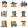Coffee machines flat color icons