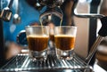 Coffee-Make coffee from the machine at home,Coffee in a cup Royalty Free Stock Photo