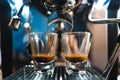 Coffee-Make coffee from the machine at home,Coffee in a cup Royalty Free Stock Photo