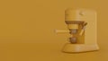 Coffee maker cartoon rendering. Coffee machine minimal style illustration isolated in studio yellow background.