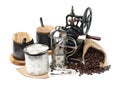 Coffee maker and coffee beans Royalty Free Stock Photo