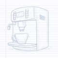 Coffee maker with cup.