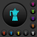Coffee maker dark push buttons with color icons
