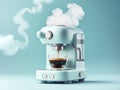 A coffee maker is shown with steam coming out of it Royalty Free Stock Photo