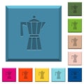 Coffee maker engraved icons on edged square buttons
