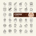 Coffee maker, coffee house, coffee shop elements - minimal thin line web icon set.