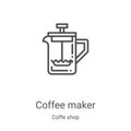 coffee maker icon vector from coffe shop collection. Thin line coffee maker outline icon vector illustration. Linear symbol for