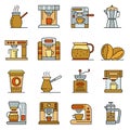 Coffee maker icons set line color vector Royalty Free Stock Photo