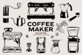 Coffee Maker Illustration Pack Royalty Free Stock Photo