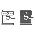 Coffee maker line and glyph icon, coffee and cafe