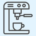 Coffee maker line icon. Machine and cup of brewed hot drink. Home-style kitchen vector design concept, outline style Royalty Free Stock Photo