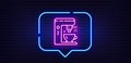 Coffee maker line icon. Tea machine sign. Hotel service. Neon light speech bubble. Vector