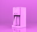 Coffee maker, Small kitchen appliances in flat pink color, single monochrome colors, 3d rendering