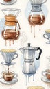 Coffee Makers and Brewing Equipment Illustration Royalty Free Stock Photo