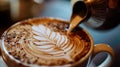 Coffee-making through close-up shots of meticulously crafted latte art.