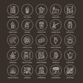 Coffee making equipment vector line icons. Tools