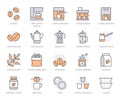 Coffee making line icon set. Drip bag, moka, pod, capsule, arabian, kettle, french press, bean minimal vector Royalty Free Stock Photo