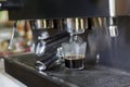 Coffee making process from coffee machine Royalty Free Stock Photo