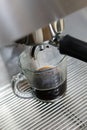 Coffee making process from coffee machine Royalty Free Stock Photo