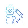 Coffee making robot gradient linear vector icon