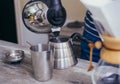 Coffee making in coffee shop Royalty Free Stock Photo