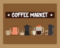 Coffee market, different ways of making hot energy drink