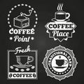 Coffee market shop and cafe label collection on chalkboard Royalty Free Stock Photo