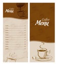 Coffee menu card for different types of coffee