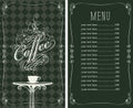 Coffee menu with a price list and Cup of coffee Royalty Free Stock Photo