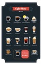 Coffee menu template. Cafe vertical print design Royalty Free Stock Photo