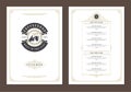 Coffee menu template design flyer for bar or cafe with coffee mug symbol and retro typographic decoration elements. Royalty Free Stock Photo