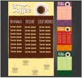 Coffee menu template for restaurant on a blackboard background vector illustration brochure for food and drink cafe. Royalty Free Stock Photo