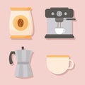 Coffee methods set on pink background vector design Royalty Free Stock Photo